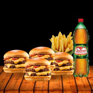 imagem do produto 4 X- BACON DUPLO + 300G BATATA + GUARANÁ 2L