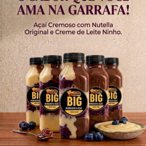 imagem do produto Açaí Cremoso na Garrafa Nutella e creme ninho 300ML 💜