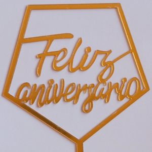 imagem do produto Topo Feliz Aniversário Dourado 