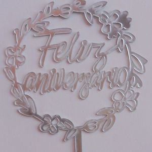 imagem do produto Topo Feliz Aniversário Prata