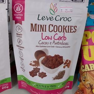 imagem do produto MINI COOKIES DE CACAU E AMÊNDOAS LOW CARB LEVE CROC 90G