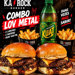imagem do produto Combo Love Metal - Combo 2 Burguers +batata +refri 600ml