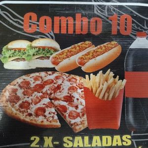 imagem do produto C-10 ( 2 xsalada + 2 kikão + 1 pizza média + pet1'5 + batata M)