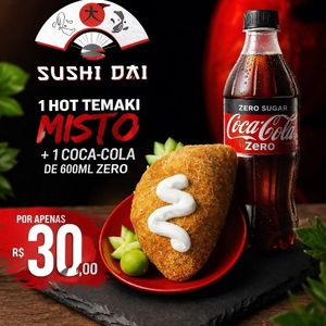imagem do produto 1 hot temaki misto+1coca de 600 zero 