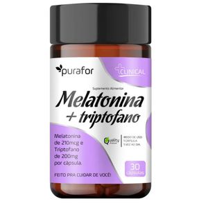 imagem do produto Melatonina + Triptofano 210mcg / 200mg 30 cápsulas - Suplemento para Bem - Estar Purafor