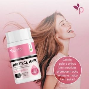 imagem do produto Reforce Hair Purafor Quality Suplemento Para Cabelos E Unhas 60 capsulas 