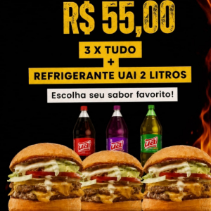imagem do produto 3X-TUDO + REFRIGERANTE UAI 2L