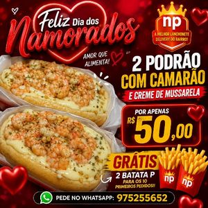 imagem do produto 2 podrão com camarão e creme de mussarela+ 2 batata P