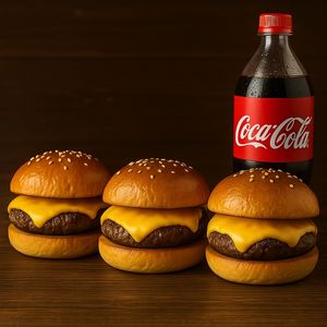 imagem do produto 3 burguer tradicional + 1 coca cola 1L