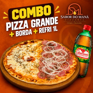 imagem do produto PIZZA GRANDE (2 SABORES) + BORDA + REFRI 1L