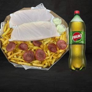 imagem do produto 2 cachorro quente duplo + fritas + calabresa + Maionese + guaraná 2 litros 