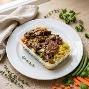 imagem do produto Almoço 09 - Fígado nordestino fit (Calorias 370/Carboidratos 47g/Proteinas 31g/Gorduras totais 7g/Gorduras saturadas 2g/Gorduras trans 0g/Fibras alimentares 10g)
