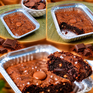 imagem do produto Brownie 70% cacau (100g - 395kcal) Carboidratos 41,3g/Açúcares adicionados 19g/Proteinas 11g/Gorduras totais 26,6g/Gorduras saturadas 5g/Gorduras trans 0g/Fibras alimentares 7,7g
