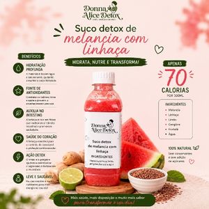 imagem do produto Suco detox de melancia com linhaça. 300ml
