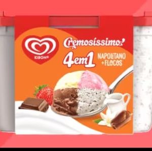 imagem do produto Pote Kibon Cremosíssimo 4 em 1 Napolitano com Flocos 2l