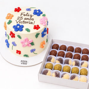 imagem do produto Combo Mini - 10 pessoas | Bolo Mini + 25 doces + vela