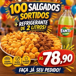 imagem do produto 100 salgados sortidos +refrigerante de 2 litros 78,90