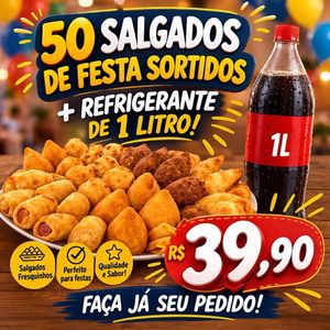 imagem do produto 50 salgados sortidos +refrigerante de um litro