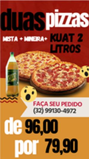 imagem do produto 1 Pizza Mista + 1 Pizza Mineira + Kuat 2 L