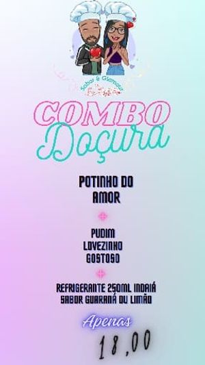 imagem do produto Combo Doçura , composto com o delicioso potinho do amor+ pudim lovezinho gostoso + refrigerante Indaiá 250ml sabor Guaraná , cola ou laranja.