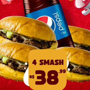 imagem do produto 4 Smash Burguer + Refrigerante 1 litro grátis