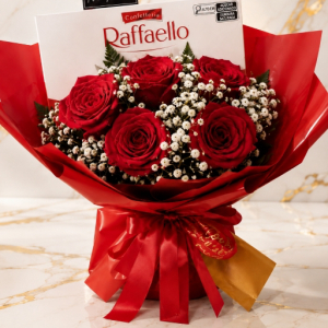 imagem do produto  Buquê Super luxo 05 rosas vermelhas | Rafaello ❤️