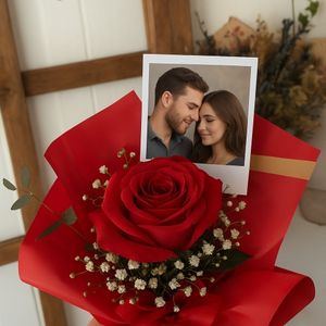 imagem do produto Buquê 01 rosa luxo + foto Polaroid 