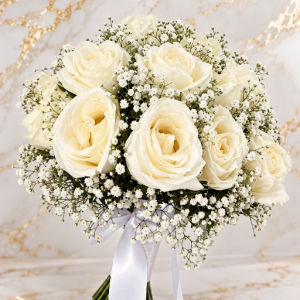imagem do produto Buquê de noiva clássico rosas brancas