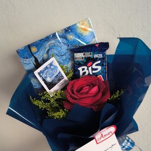 imagem do produto Van Gogh uma rosa solitária luxo + foto do Van Gogh + bis extra azul 💙