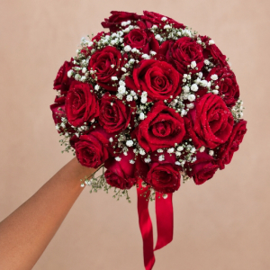 imagem do produto Buquê de noiva rosas vermelhas ( tamanho médio ) 