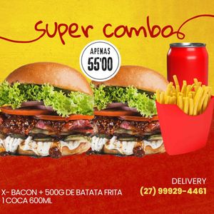imagem do produto 02 - X-Bacon tradicional + 500G Batata Frita + Coca Cola 600ML