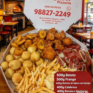 imagem do produto 500 g de bata, 500 de frango, 400 g de calabresa, 400 g de bolinho de aipim com queijo, 400 g de banana, azeitonas