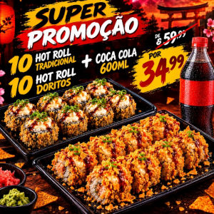 imagem do produto 10 Hot roll tradicional+ 10 Hot roll Doritos + coca 600ml