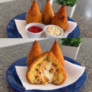 imagem do produto Coxinha de frango com queijo mussarela (macaxeira)