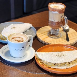 imagem do produto COMBO 2 TAPIOCAS + 1 MOOCA NUTELLA 160ML + 1 CAPPUCCINO SANTA MÔNICA 180ML S/ GLÚTEN E S/ LACTOSE (SERVE 2 PESSOAS)