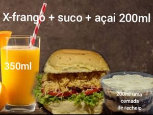 imagem do produto X-frango + suco de laranja 350 ml + açai 200ml.