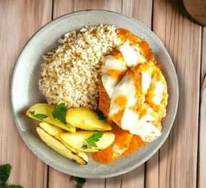 imagem do produto Filé de frango à parmegiana c/ arroz integral e batata soute 450g