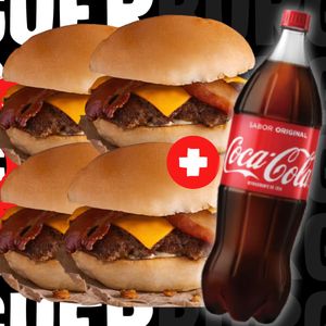 imagem do produto Combo 4 Smash Bacon + Refri 1 Litro e Molho GRÁTIS