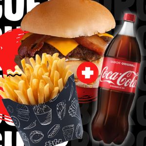 imagem do produto Combo 1 Smash Bacon + 1 Batata Frita Individual + Refri 1 Litro e Molho GRÁTIS