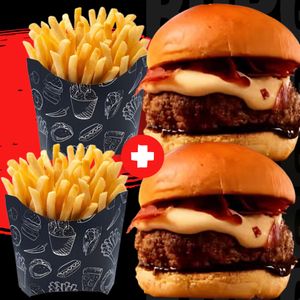 imagem do produto Combo 2 Burguer Artesanal + 2 Porções de Batata Frita de 200 gramas