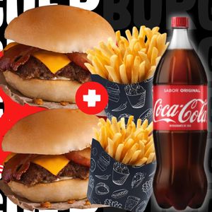 imagem do produto Combo 2 Smash Bacon + 2 Porções de Batata Frita 200 gramas + Refri 1 Litro e Molho GRÁTIS
