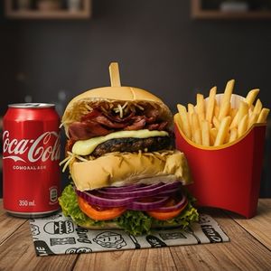 imagem do produto X Bacon Palha Cebola Roxa + Fritas + Lata Refri 350ml