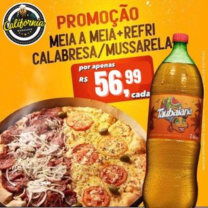 imagem do produto Pizza Grande - 1/2 Calabresa e 1/2 Mussarela + Refri 2L