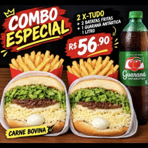 imagem do produto 2 x tudo + 2 fritas + refrigerante de 1ltr