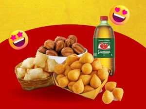 imagem do produto Combo (03) 30 coxinha + 10 pasteis + 10 churros + refrigerante 1 Litro + 1 molho