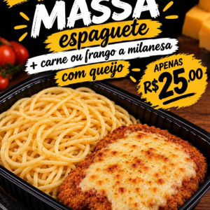 imagem do produto MASSA ESPAGUETE ALHO E ÓLEO + A MILANESA COM QUEIJO