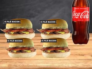 imagem do produto Combinado 12=04x file mignon bacon + 01 coca cola 02 litros