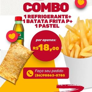 imagem do produto COMBO PASTEL + REFRI 200 ML + PORÇÃO BATATA P( SELECIONE O SABOR DO PASTEL)
