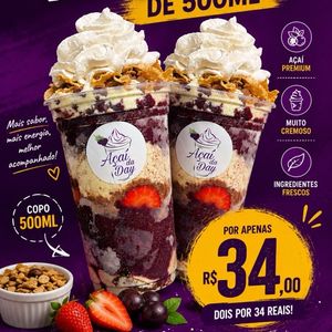 imagem do produto 2 açaís de 500ml com 4 adicionais