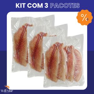 imagem do produto Kit Com 3 Pacotes de Filé Tilápia Congelado Individual